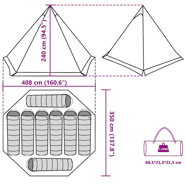 Wasserdichtes Tipi-Zelt für 8 Personen