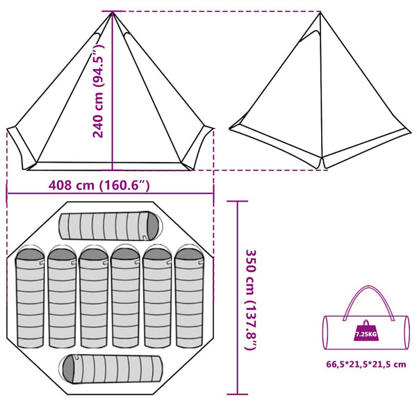 Tipi-Zelt für 8 Personen, wasserdicht & verdunkelt