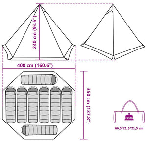 Tipi-Zelt für 8 Personen, wasserdicht