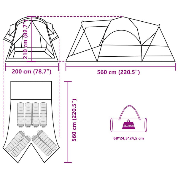 Wasserdichtes Tunnelzelt für 8 Personen