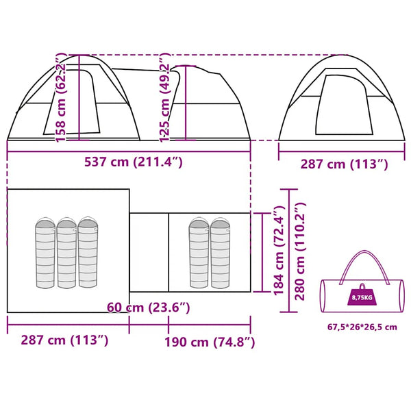 Campingzelt 5 Personen Wasserdicht Blau
