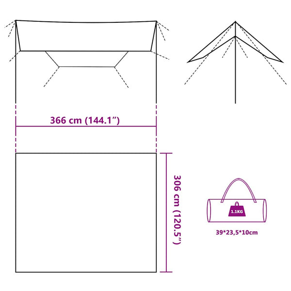 Wasserdichte Tarp Braun 366x306 cm