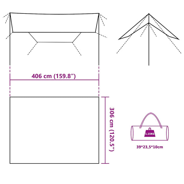 Wasserdichtes Tarp Braun 406x306 cm