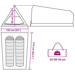 Campingzelt 2 Personen Wasserdicht Braun
