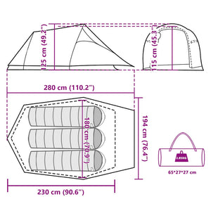 Tunnelzelt 3 Personen Wasserdicht Braun