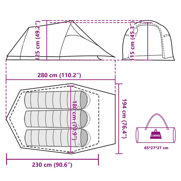 Tunnelzelt Camouflage Wasserdicht 3 Personen