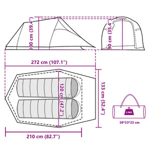 Tunnelzelt 2 Personen Wasserdicht Olivgrün