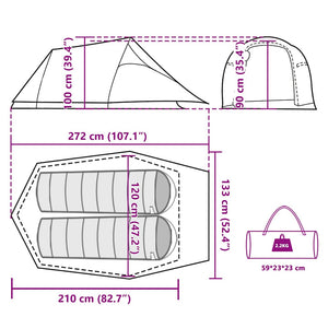 Tunnelzelt 2 Personen Wasserdicht Braun