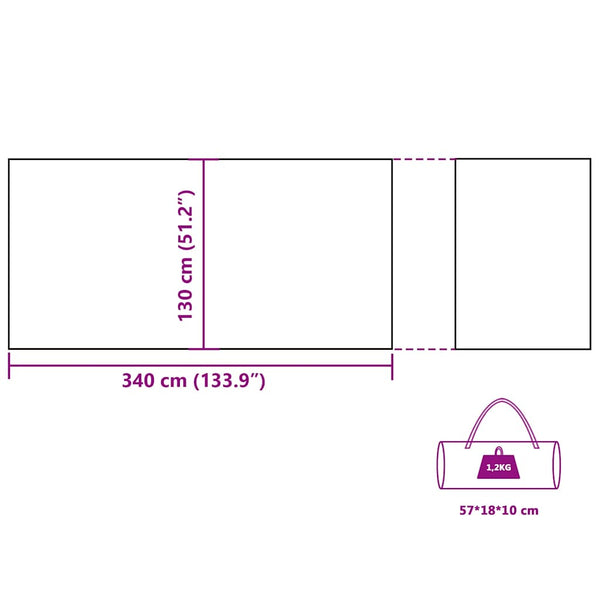 Grüner Camping Windschutz 340x130cm Wasserdicht