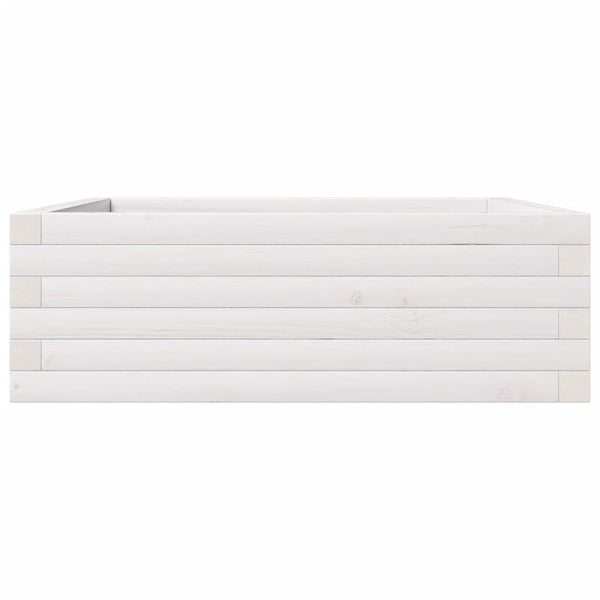 Weißer Pflanzkübel 70x70 cm Kiefer Massivholz