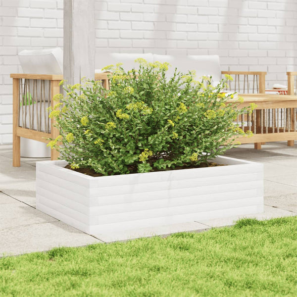 vidaXL Jardinière blanche 90x60x23 cm Bois de pin massif