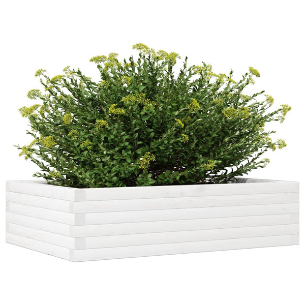 vidaXL Jardinière blanche 90x60x23 cm Bois de pin massif