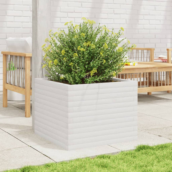 vidaXL Jardinière Blanc 60x60x45,5 cm Bois de pin massif