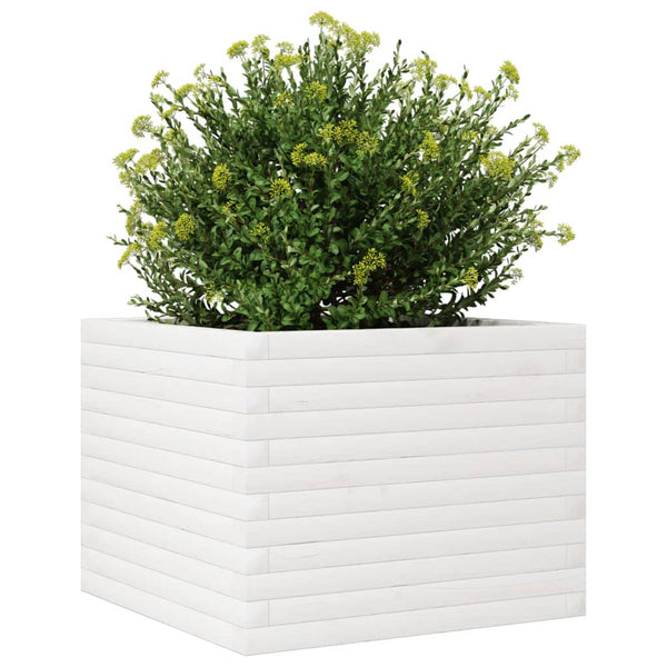 vidaXL Jardinière Blanc 60x60x45,5 cm Bois de pin massif