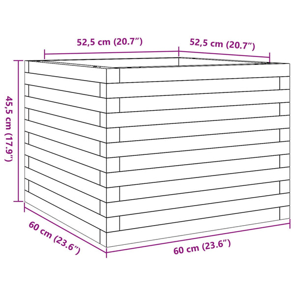 vidaXL Jardinière Blanc 60x60x45,5 cm Bois de pin massif
