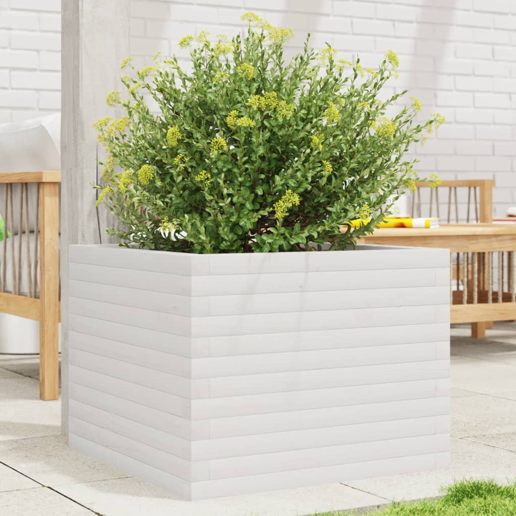 vidaXL Jardinière Blanc 60x60x45,5 cm Bois de pin massif