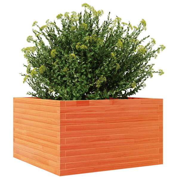 vidaXL Jardinière Bois de Pin Massif Marron Cire 80x80x45,5 cm