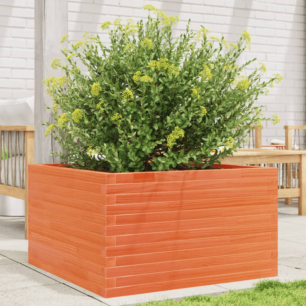 vidaXL Jardinière Bois de Pin Massif Marron Cire 80x80x45,5 cm