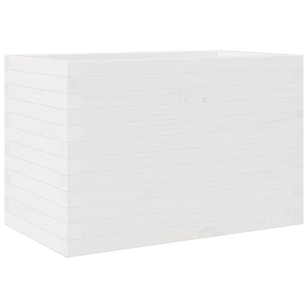 Pflanzkübel Weiß 70x40x45,5 cm Kiefer Massivholz