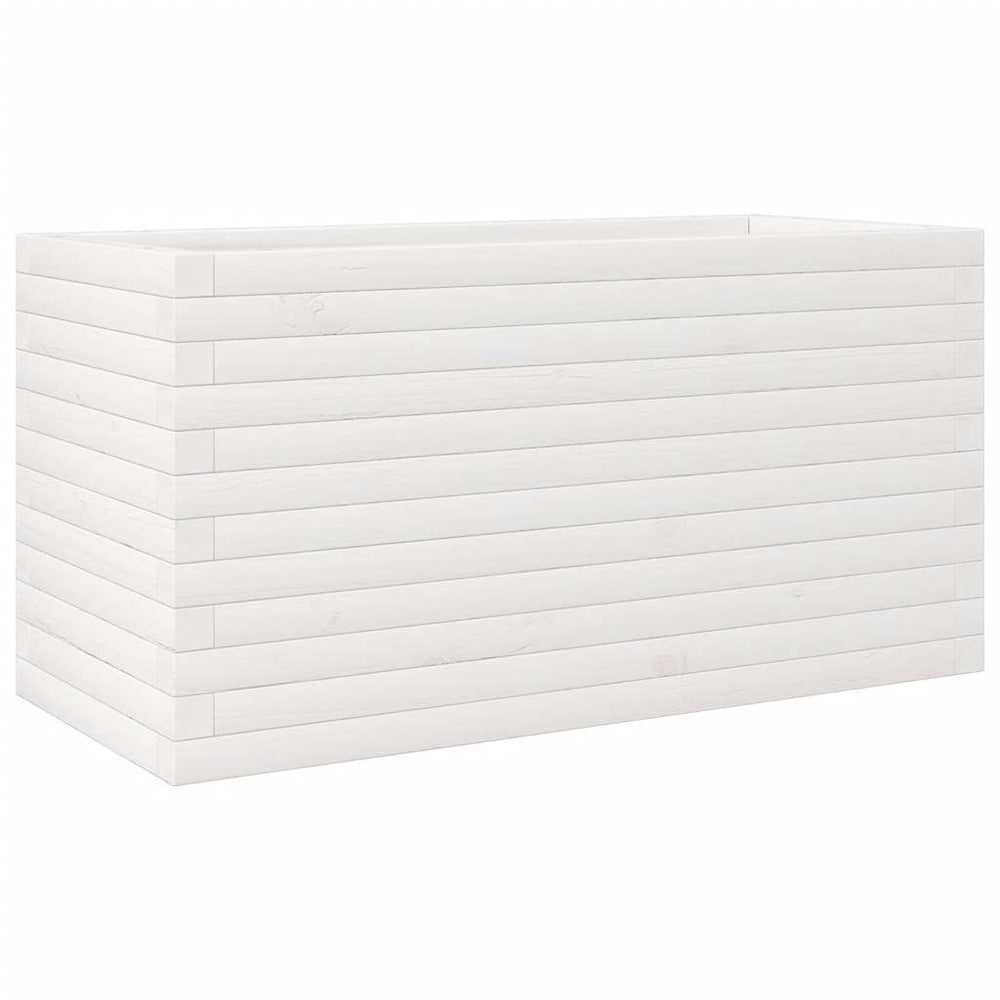 Weißer Pflanzkübel aus Kiefernholz, 90 cm
