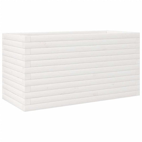 Weißer Pflanzkübel aus Kiefernholz, 90 cm