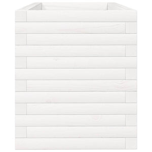 Weißer Pflanzkübel aus Kiefernholz, 90 cm