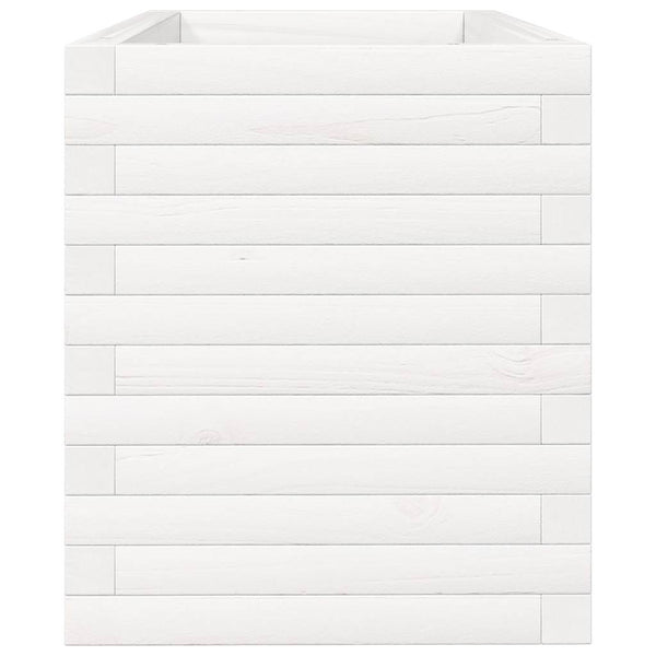 Weißer Pflanzkübel aus Kiefernholz, 90 cm