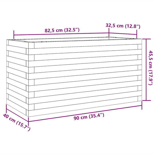 Weißer Pflanzkübel aus Kiefernholz, 90 cm