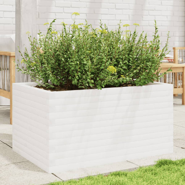 vidaXL Jardinière Blanc 90x60x45,5 cm Bois de pin massif
