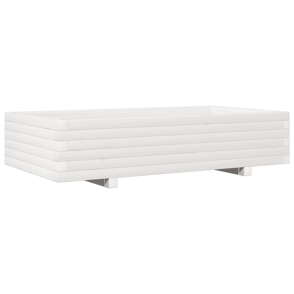 Weißer Pflanzkübel 110 cm Kiefer Massivholz