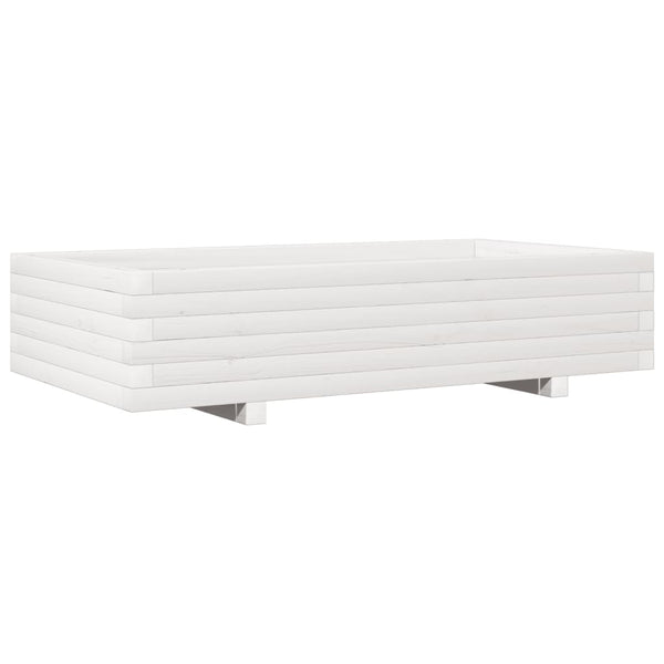 Weißer Pflanzkübel 110 cm Kiefer Massivholz