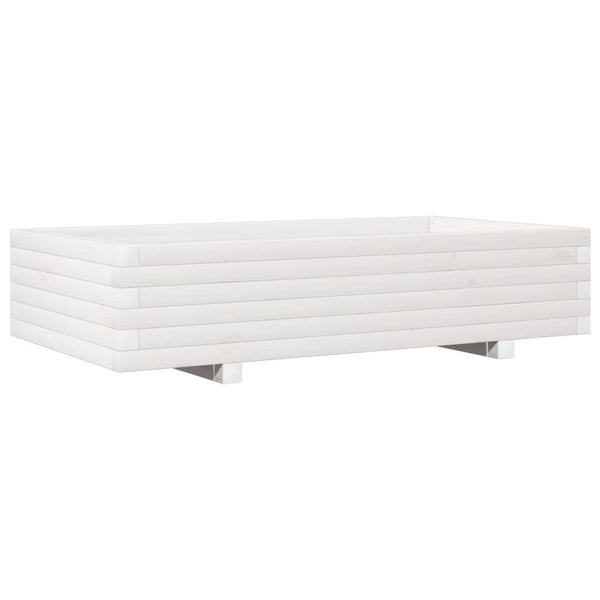 Weißer Pflanzkübel 110 cm Kiefer Massivholz