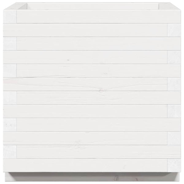Weißer Pflanzkübel 50x50cm Kiefer Massivholz