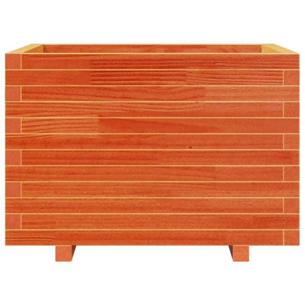 Pflanzkübel Wachsbraun 70x70 cm Kiefer Massivholz
