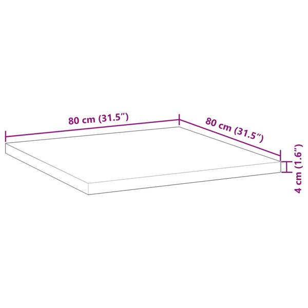 Quadratische Tischplatte 80x80 cm Akazie Massivholz