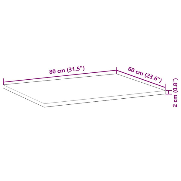 Massivholz Akazie Tischplatte 80x60 cm