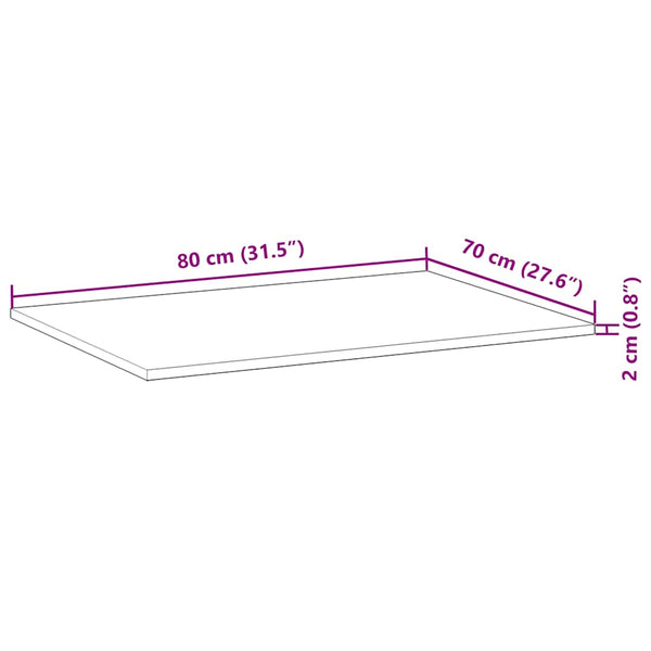 Massivholz Tischplatte Akazie 80x70 cm