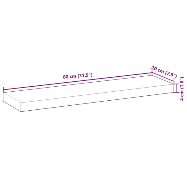 vidaXL Plateau de table 80x20x4 cm Rectangulaire Bois d'acacia massif