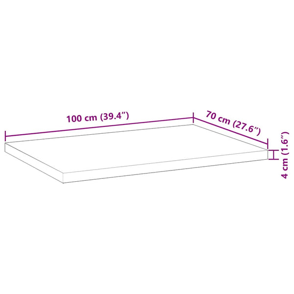 vidaXL Plateau de table rectangulaire 100x70x4 cm Bois d'acacia massif