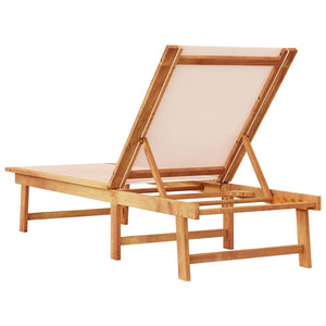 Creme Sonnenliege aus Akazienholz