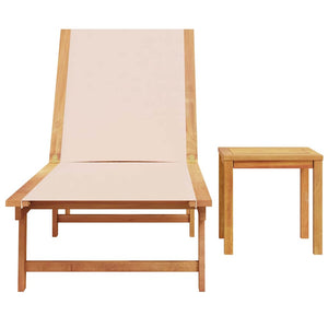 Sonnenliege Akazie mit Tisch Creme