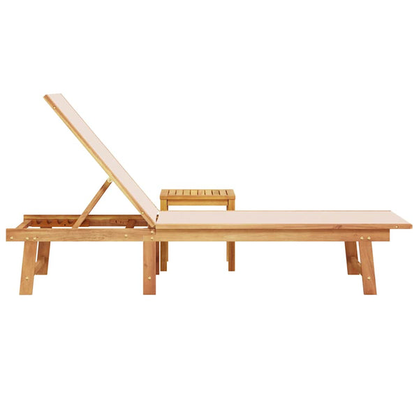Sonnenliege Akazie mit Tisch Creme