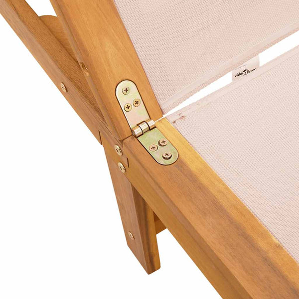 Sonnenliege Akazie mit Tisch Creme