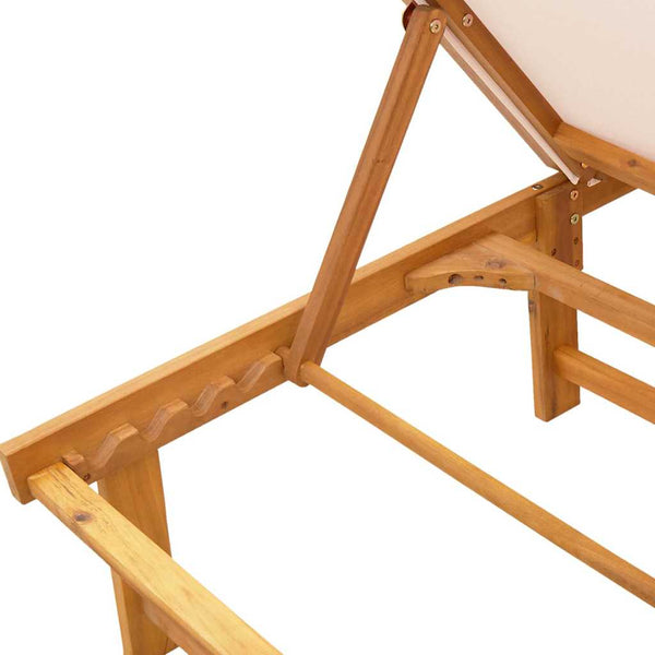 Sonnenliege Akazie mit Tisch Creme