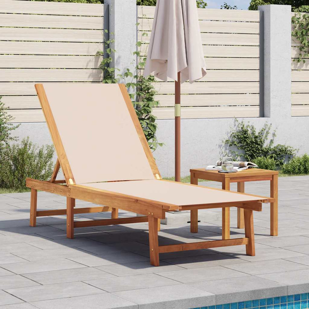 Sonnenliege Akazie mit Tisch Creme
