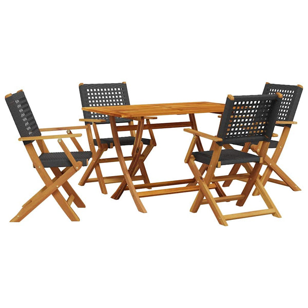 5-teilige Garten Essgruppe Schwarz Poly Rattan