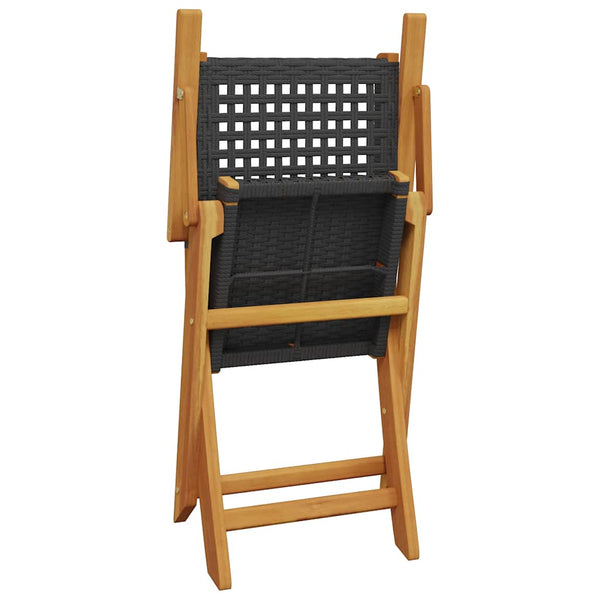 5-teilige Garten Essgruppe Schwarz Poly Rattan