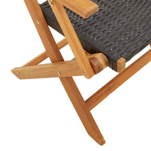 5-teilige Garten Essgruppe Schwarz Poly Rattan
