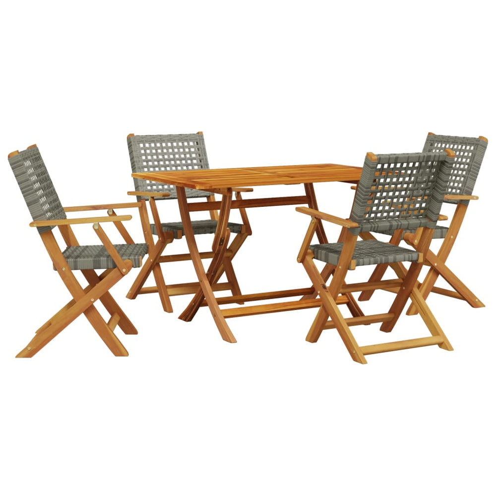 vidaXL Salon de jardin 5 pcs gris résine tressée et bois massif