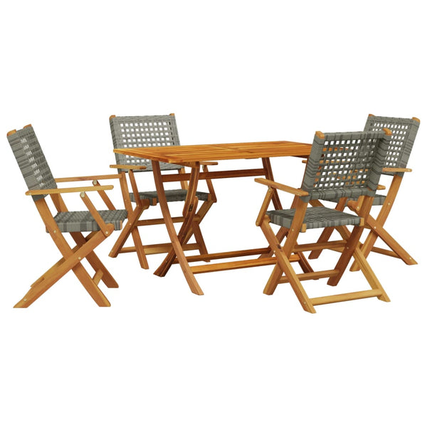 5-tlg. Garten Essgruppe Grau Poly Rattan